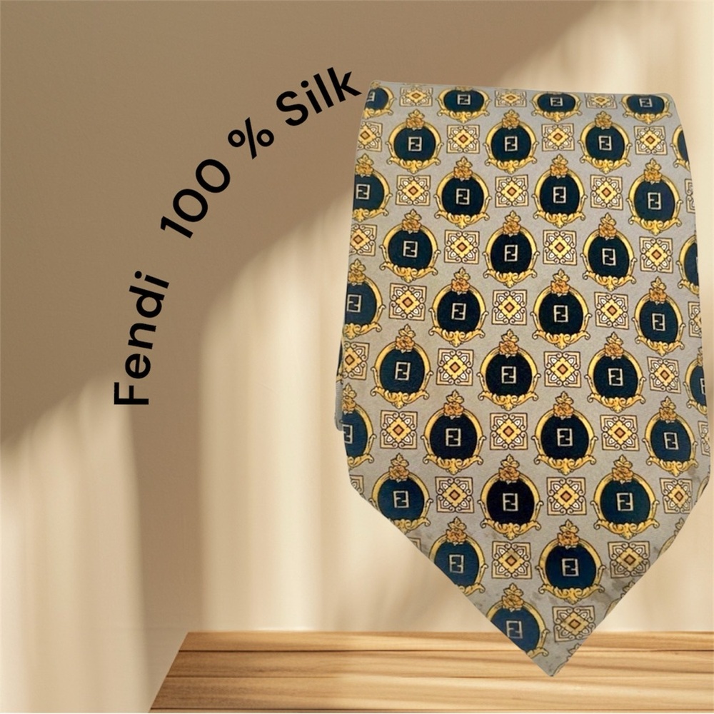 Fendi Elegant Gold and Black Tie